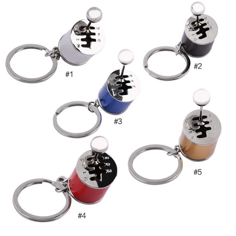 Hztyyier Keychain Shifter, Gear Head Six-Speed Gear Stick Knob Metal Keychain for Car Accessories, Gifts, Black - Image 3